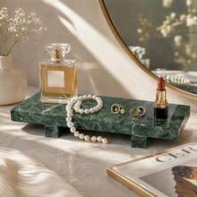 Luxury Marble Tray, Used For Jewelry, Cosmetics, Scented Candles, Watches, Lipsticks And Fragrance Storage, Decorative Storage Tray For Bathroom, Entryway And Vanity - Green - View 2