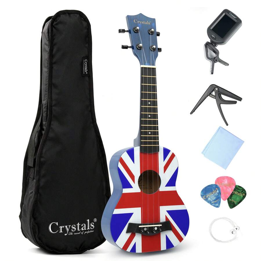 Crystals 21/23 Inch Soprano Ukulele Beginner Musical Instrument With Accessories - Blue-21" - View 1