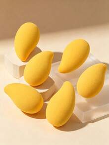 1/3/6pcs Mango Shaped High Rebound Makeup Sponge, Soft And Skin-Friendly, Creates Flawless Base Makeup, Suitable For Liquid Foundation And Loose Powder, Dry And Wet Use, Travel Essential - Multicolor - View 6