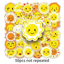 50pcs Cute Cartoon Sun Vinyl Stickers - Reusable, Colorful -Style Decals For Laptops, Water Bottles, Skateboards & More - Perfect For Birthday Party Favors, Funny Stickers - Multicolor - View 4