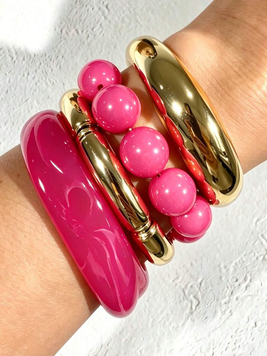 Fashion Old Money Style Exquisite Versatile Bracelet & Bangle Set, Designed For Vacation And Travel
