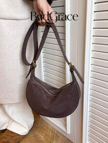 1pc Women's Fashion Solid Color Minimalist Shoulder Bag, PU Leather Material, Suitable For Dating, Shopping And Other Occasions - Coffee - View 6