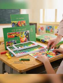 1 Set Dark Tone Oil Pastel Set, 48 Colors Professional Art Drawing Sticks, Soft Doodle Sticks, Suitable For Student Art Creation And Painting, Applicable For Coloring And Crayon Set - Sets - View 3