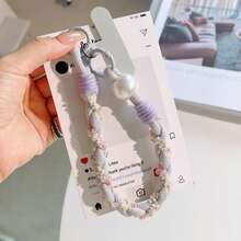Stylish Braided Phone Wrist Strap Featuring Colorful Seed Beads And Pearl Accents-Doubles As A Decorative Charm For Bags; Anti-Loss Design. - Multicolor - View 9
