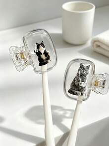 Portable Cat Printed Toothbrush Travel Box For Grooming, Cute Looking Travel Home Storage Organizer With Ventilation Holes, Toothbrush Holder, Plastic Sanitary Toothbrush Box, Waterproof And Dustproof Storage Bracket - Multicolor - View 6