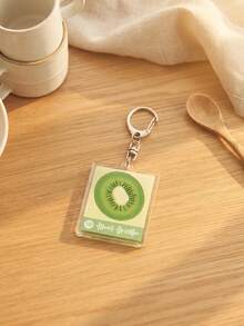 1pc/6pcs Music Code Song Graphic Aesthetic Acrylic Keychains, Popular Music Scan Code Player Series Including Pink High-Foot Wine Glass, Double Red Cherries, Vintage Diving Helmet, Blooming Sunflower, Sliced Watermelon With Sugar Cube And Sliced Kiwi Square Pattern Pendant, Backpack And Car Key Accessories, Gift For Music Lovers And Fans - Multicolor - View 10