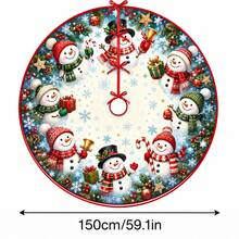 1件裝雪人鈴鐺禮物派對圖案聖誕樹裙，優雅配色節日裝飾，5種尺寸，中性款節日禮物，適用於居家與派對聖誕裝飾 - 多雪人鈴鐺禮物派對 - 查看 11