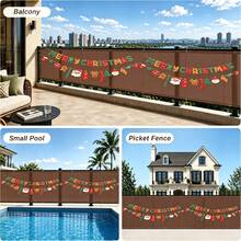 Outdoor Privacy Fence Fabric, High Density Sunshade Anti-Peeping Fence, Comes With Detachable Christmas Party Bunting Decoration, Supports DIY Free Matching, Can Be Hung Separately For Decoration, Windproof Weather-Resistant Tear-Resistant, Suitable For Outdoor, Balcony - Green, Brown Optional - Brown - View 5