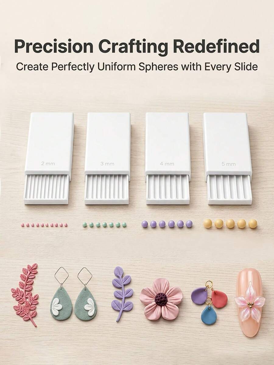 4-Piece Set Gel Clay Spherical Roller Tool 2mm 3mm 4mm 5mm Clay Semi-Managed Mold Plastic Polymer Clay Ballaper Nail Art Bead Gel Flower Shaping Tool DIY Earring Jewelry Handmade Auxiliary Tools - Multicolor - View 1