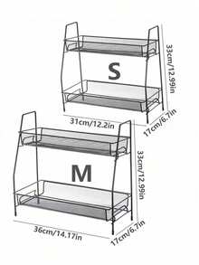 1pc 2-Tier Iron Tabletop Storage Rack, Multi-Function Metal Organizer Shelf, Suitable For Kitchen Seasonings, Bathroom Cosmetics, Desktop Supplies, Dorm And Back To School Essentials - White - View 5