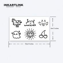 INKARTLINK 1PC Unicorn, Ghost, Diamond & Cherry Funny Y2K Graffiti Tattoo Sticker, Temporary Waterproof Body Art Tattoo Sticker, Lasts 2-5 Days, Water Transfer Color Tattoo Sticker, Suitable For Men And Women, Essential For People, Party Essential Decoration, Holiday Celebration Body Decoration - Black - View 5