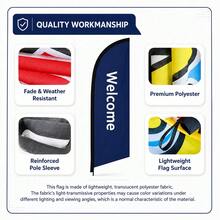 1pc OPEN Business Hours Feather Flag, 6.5ft Advertising Banner, Red High-Bright Background With Yellow 3D Vertical OPEN Large Letters, Blue Outline And Classic Eye-Catching Signage Style Design, Suitable For Store Opening, Restaurant Operation, Retail Promotion, Roadside Traffic Attraction And Outdoor Commercial Display, Durable Weather-Resistant Fade-Resistant Lightweight Fabric, High Visibility, Single Flag Without Ground Stake - A - View 8