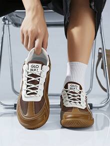 Men's Fashion Casual Thick Sole Height-Increasing Running Chunky Sneakers - Khaki - View 2