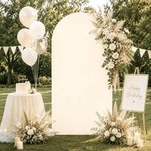 1pc Beige Arch Backdrop, 6ft/6.6ft/7.2ft Wedding Arch Cover (Fabric Only, Frame Not Included), Double-Sided Stretch Fabric Dome Arch Background Cloth, Suitable For Birthday Party And Wedding Arch Decor - Beige - View 11