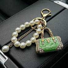 1 Ladies Fashion Metal Key Chain, Beaded Chain Car Key Pendant, Elegant Handbag Accessories, Suitable For Holiday And Birthday Gifts - Old Gold - View 15