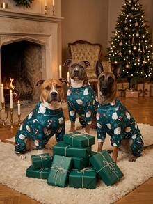 1PC Christmas Dog Pajamas - Soft Warm And High Stretch Full Coverage Pet Rompers, Anti Licking & Bug Protective Jumpsuit For Small Medium Large Dogs, Christmas All Over Printing Dog Clothes - Cute Cartoon Santa Claus Pattern - Multicolor - View 10