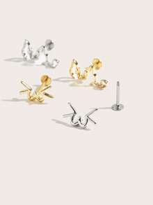 1pc Cute Minimalist Stainless Steel Stud Earrings Suitable For Women's Daily Wear - Cat - View 3