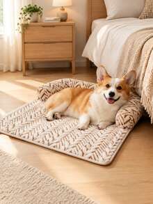 Cat & Dog Dual-Use Leaf Pattern Sofa Bed, Thickened Pet Sofa Bed (With Cushion), Indoor Cat & Dog Furniture Protection Pad - Brown - View 4
