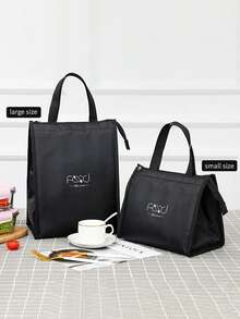 1pc Thick & Tall Lunch Bag, Large Insulated Lunch Tote Bag With Handle For Carrying Meals, Suitable For Work , Lunch Box - Black - View 7