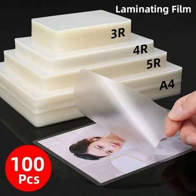 100pcs Transparent Plastic Laminating Pouches, 3 Sizes Available (3"/5"/6"), Suitable For Cards, Business Cards, Office Documents, Photo Protection, Compatible With All Laminators