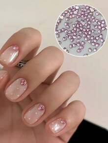50/100pcs Spring/Summer Mini Colorful Heart Rhinestones 3MM Flat Back Super Shiny Heart-Shaped Nail Art Crystals, Nail Decoration Small Hearts - Multicolor - View 1