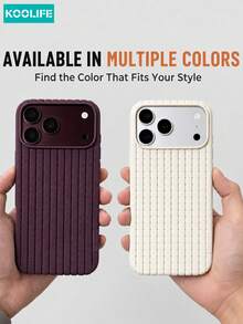 Koolife 1pc Beige Ribbed Texture Phone Case, Fashion Minimalist Ins Style Aesthetic Niche Clean Design, Anti-Slip Grip Shockproof Soft TPU Protective Cover, Compatible With IPhone 18 Pro Max/18 Pro/17/17 Pro/17 Pro Max/16 Pro/16 Pro Max - Off-white - View 6