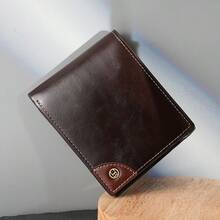 Men's Oil Wax Leather Short Bifold Wallet, Multi-Slot Large Capacity Coin Cash Card Holder, Business Minimalist Classic Wallet - Multicolor - View 4