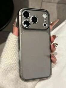 Minimalist Style Transparent Glossy Camera Protection Phone Case Compatible With Iphone 17 ProMax, 17Pro, 17, 16 ProMax, 15, 14, 13 Pro Max, Matte Transparent Back Panel - Transparent Black - View 1