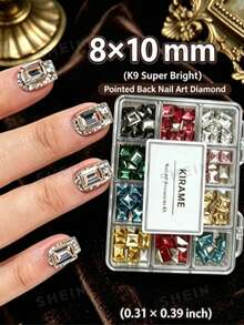 120pcs Rectangular, Ultra-Sparkly, Mixed-Color Nail Rhinestones, Suitable For DIY Home Manicures, Salon Use, And Nail Art Decoration; Perfect For Creating Christmas, Summer, And Travel-Themed Nail Designs, And Makes An Ideal Holiday Gift. - Multicolor - View 1