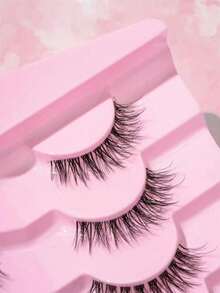 1 Pair Natural Thin Curly 3D Fluffy Transparent Stem Cross Fishtail False Eyelashes, Suitable For Daily/Date/Holiday/Party/Gathering/Wedding/Office Goddess Makeup - Black - View 6