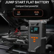 jkuoo Arrancador portátil mejorado 2026 con compresor de aire, inflador digital de neumáticos de coche de 180PSI, batería integrada de gran capacidad, pantalla de visualización digital, linterna LED, incluye múltiples adaptadores, inflador de grado profesional, diseño compacto y elegante, ¡conveniente y fácil de usar! - Bomba multifuncional [unidad completa + accesorios] - Ver 9