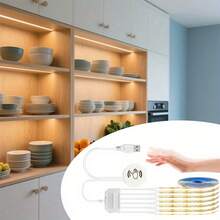 Acosh Neon Dimmable Touch Sensor COB LED Strip Light With Penetrable Wood Dimmer Switch, 0.5m 1.5m 2.5m Under Cabinet Lights, Vibrant Warm Light Display For Collection Showcase Wardrobe Bookcase Kitchen Bedroom Holiday Illumination - Warm White - View 10