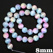 1 Strand 6/8/10mm Rainbow ThreeColor Cat Eye Natural Stone Beads, For DIY Jewelry Bracelets, Necklaces, Dreamy Style,Crafts Gifts - Stone - View 9