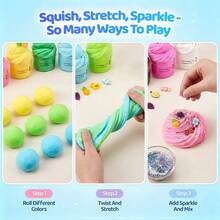 1/2/4/8pcs Cloud Slime Set, Colorful Fluffy Slime Kit With Multiple Colors And Accessories, Soft Stretchable Non-Sticky Texture, Mess-Free DIY Sensory Play Toy, Creative Educational Activity Gift, Suitable For Ages 3+ - Multicolor - View 2