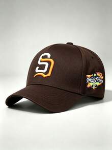 1pc Gothic Men Hats Letter S Embroidered Side World Series Printing Hat For Men Adjustable Baseball Cap Perfect For Parties Travel And Sun Protection - Multicolor - View 12