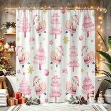 1pc Christmas Tree Print Shower Curtain, Abstract Vintage Polyester Fabric Shower Curtain With 12 Hooks, Suitable For Christmas Bathroom Or Bathtub Decor - Multicolor - View 9