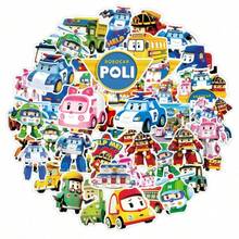 asmodee 51pcs Poli Transforming Police Car Stickers Cartoon Animation Stickers For Children Picture Book Creative Scrapbook Stickers - Multicolor - View 3