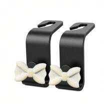 2pcs Shiny Rhinestone Bow Tie Car Seat Back Hooks, Hidden Backrest Hooks, Multifunctional Creative Small Hooks - A - View 7