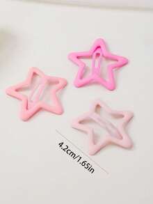 30/15/5pcs Girls Pink Matte Frosted Pentagram Water Drop Heart Shooting Star BB Hair Clips Hair Accessories Side Clips Back Of Head Bangs Clips Stray Hair Clips For Daily Use - Pink - View 5