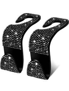 4/2/1pcs Car Seat Headrest Hooks Shiny Crystal Headrest Hook, Car Rear Seat Hook Back Row Hook For Wallet Handbag Clothing Grocery Bag Red - A - View 15