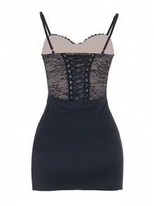 Autumn Black Lace Patchwork Tube Dress Women's Sexy Dress Party Date - Black - View 7