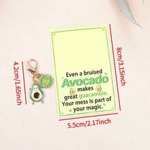 10pcs Fresh Avocado And Daisy Keychains, Can Be Hung On Keys, Bags. Suitable For Daily Small Gifts, Party Favors, Heartwarming Little Presents; Matching Greeting Cards---Suitable For Giving To Best Friends, Classmates, Friends, Conveying Healing And Encouraging Sentiments. - Multicolor - View 3