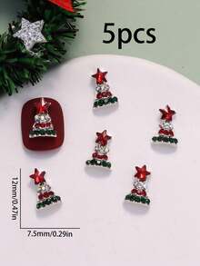 5 Metal Christmas Tree Nail Ornaments Christmas Nail DIY Nail Supplies - Multicolor - View 6