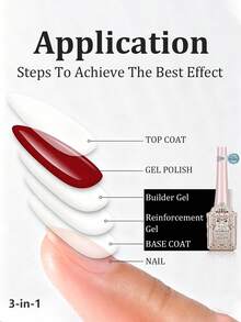 15ml Soak‑Off LED 3‑In‑1 Builder Base Gel, Multi‑Function Base Coat Reinforcement Builder Gel, Strengthen Thin Nails, Smooth Uneven Nail Surface, For Home DIY & Salon Manicures - View 6
