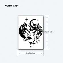 INKARTLINK 1PC Stiker Tato Malaikat Iblis Ganda Hitam & Putih, Stiker Tato Seni Tubuh Tahan Air Sementara, Bertahan 2-5 Hari, Stiker Tato Warna Transfer Air, Cocok Untuk Pria & Wanita, Wajib Dimiliki, Dekorasi Penting Untuk Pesta, Dekorasi Tubuh Perayaan Liburan - Hitam - View 5