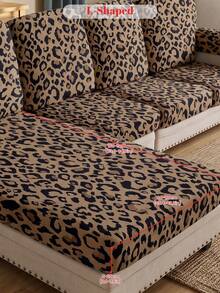1pc Brown Leopard Print Sofa Cover, High Elasticity, Minimalist Modern Style, Soft & Skin-Friendly, Suitable For Living Room Single/Double/Triple/L-Shaped Sectional Sofa, Multiple Occasions, Sold Individually, Autumn Home Decor, Gift - Multicolor - View 15