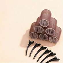 Self-Adhesive Hair Roller Set, Includes Hair Rollers And Hair Clips, Salon-Grade Curling Tool, Suitable For DIY Hairstyle Design, Heatless Hair Rollers - Coffee Brown - View 5