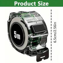 1pc High Precision Self-Locking Fluorescent Tape Measure - 5M, Laser Inkjet Coding Box Design, ABS Resin Material, 0.1mm Accuracy, With Clear Display Window, Suitable For Construction Measurement - A - View 6