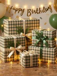 Roll Green & Kraft Buffalo Plaid Wrapping Paper Roll, Pair With Hemp Rope, Rustic Checkered Gift Wrap, -Style Brown Paper With Dark Green Squares, Farmhouse Holiday & Everyday Gift Wrapping For Christmas, Birthdays, Diy Crafts And Packaging - One Size Fits All - View 5