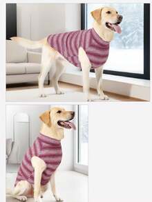 New Autumn/Winter Dog Sweater Home Wear Warm Comfortable Large Dog Clothes - Hot Pink - View 3